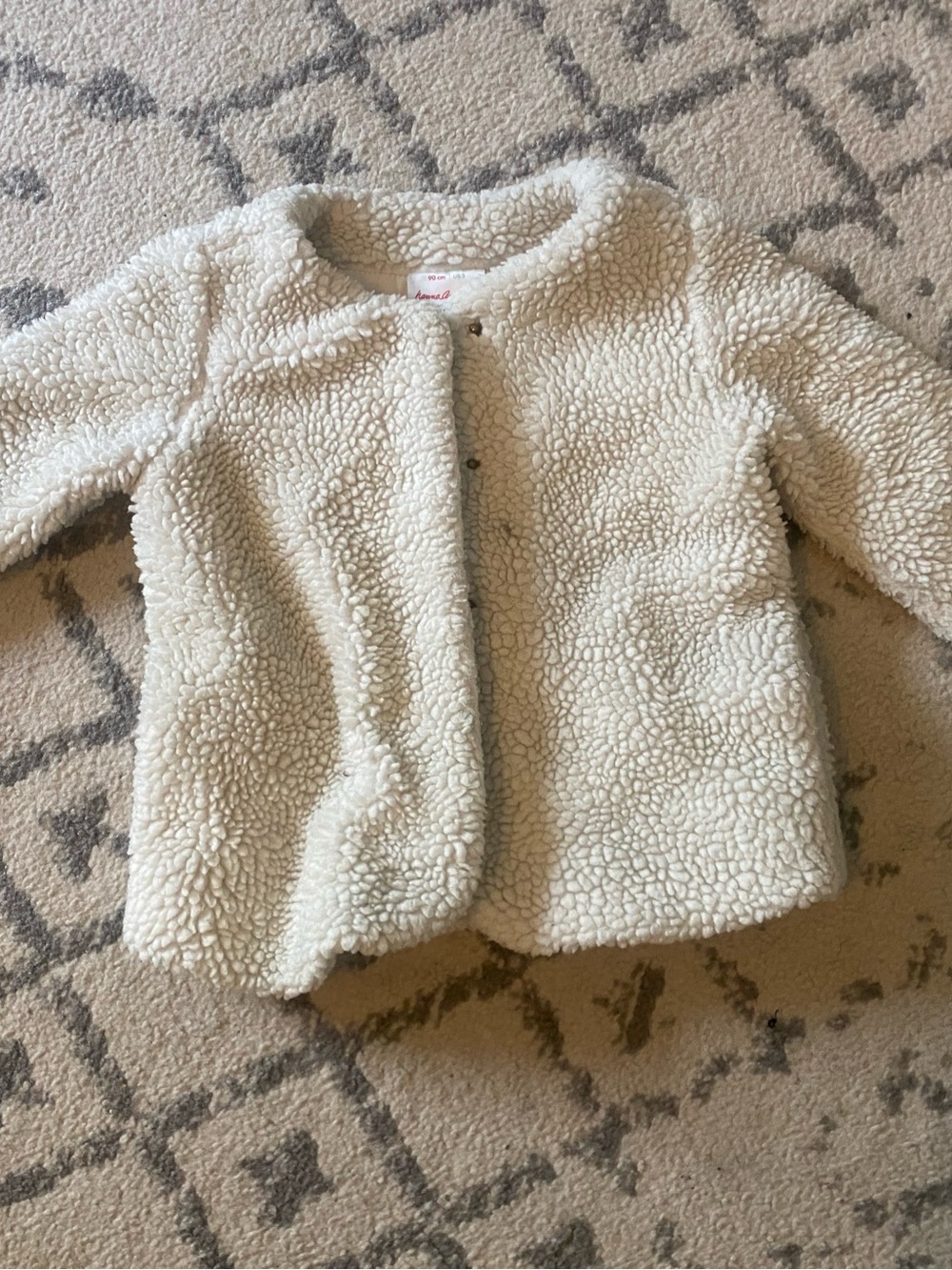 Hanna Andersson Cream Sherpa Snap-Front Jacket